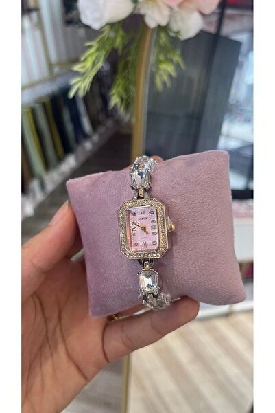 takicimjewelry Çelik Kordon Baget Taşlı Su Yolu Detaylı Kadın Kol Saati