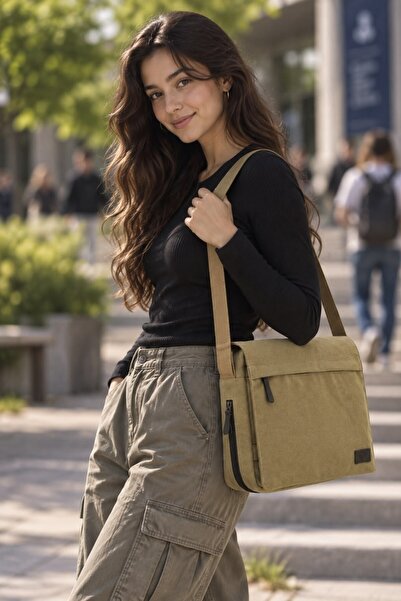 QUB CLUB Canvas Waterproof Gusseted Postman Business School Briefcase Street Bag