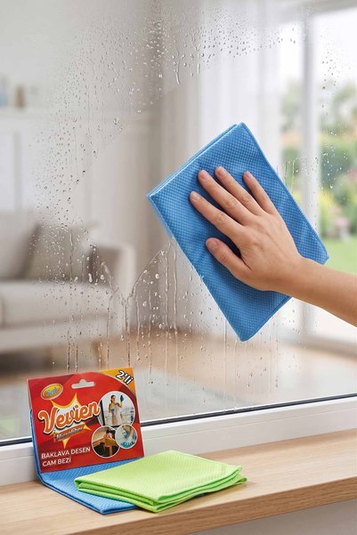 VEVİEN HOME قطعة قماش تنظيف من الألياف الدقيقة بنمط البقلاوة |   2 قطعة 40×40 سم