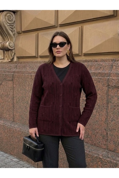 onno style women سترة كلاسيكية منسوجة بأزرار ونقشات