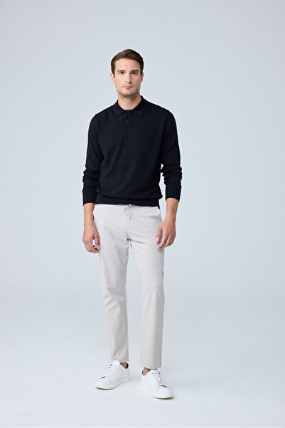 Danger Men's Comfort Fit Trousers with Elastic Waist Beige 0170Ddngr