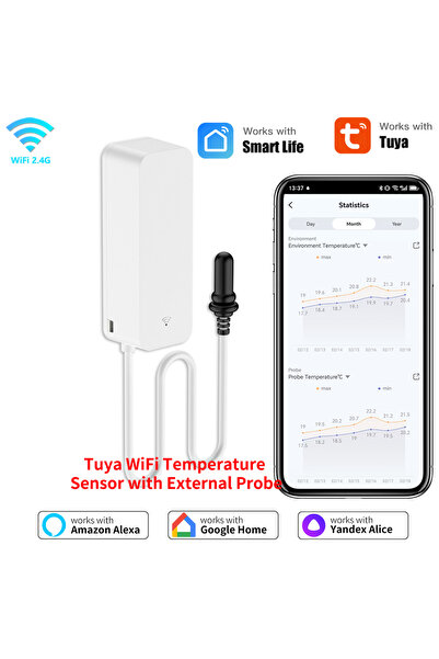 Choice Ivory WiFi External Probe Temperature and Humidity Sensor APP Remote S...