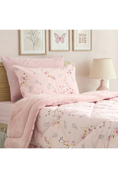 Arma Concept Single Pink Floral Patterned Wellsoft Quilt & 1 Pillowcase 155*215 (in Bag)