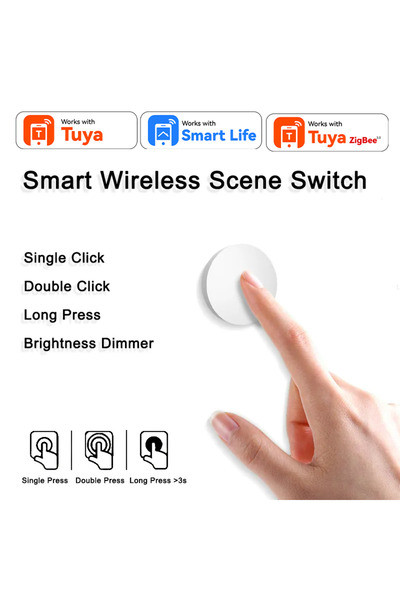 Choice White for Tuya ZigBee Smart Button Scene Switch Wireless Remote Contro...