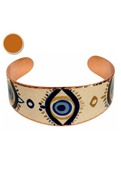 Erol Bakır Orange green citrus thick copper bracelet, wide form