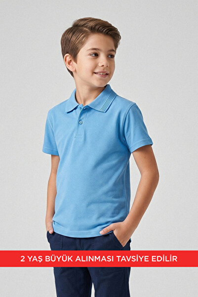 kinderos Tricou școlar din bumbac cu mânecă scurtă și guler polo - 26Y 1450