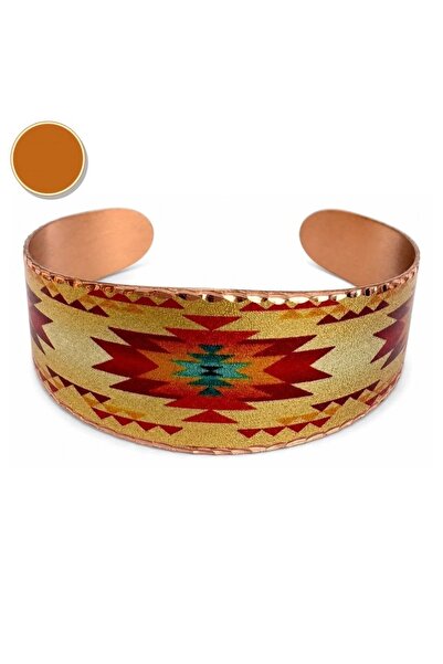 Erol Bakır Black navy blue lace thick copper bracelet, wide form