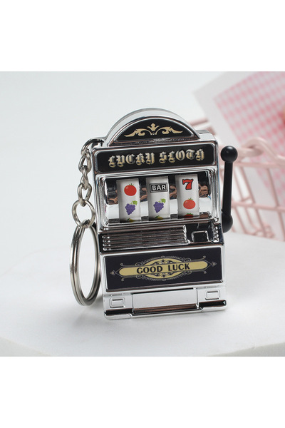 Choice silver Fruit Slot Machine Keychain Lucky Charm Jackpot Keychains Mini ...