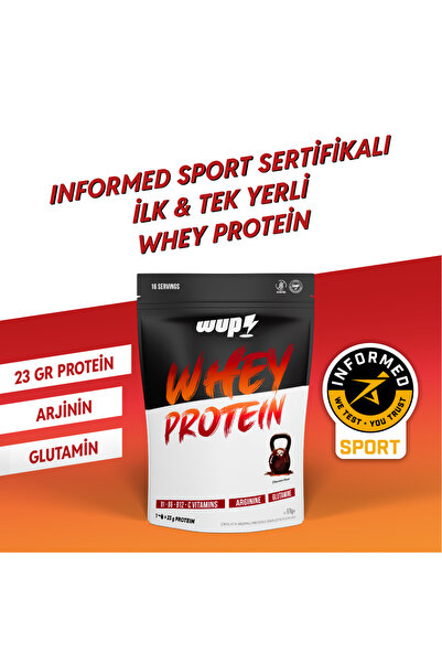 Water Up WUP Whey Protein, B1-B6-B12-C, Arjinin, Glutamin, Doğal Kakao, Çikolata, 576 gr 16 Servis