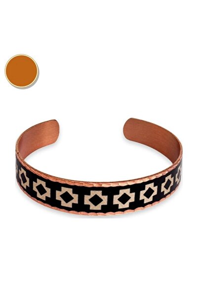 Erol Bakır Black cream square thin copper bracelet, adjustable