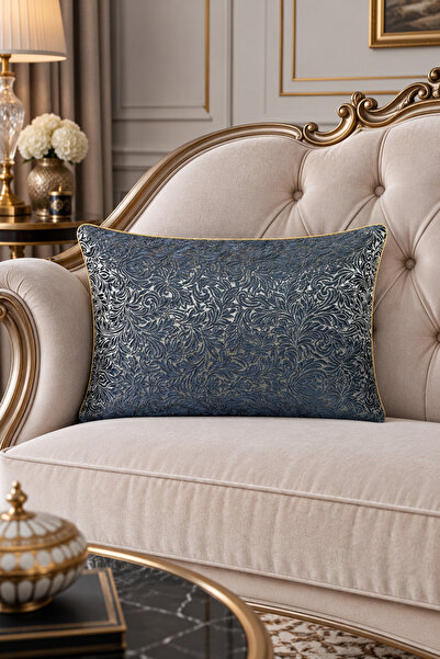 VISIONARIO Cushion Cover Patterned Jacquard - Double-Sided Piping 35X50 cm Sm...