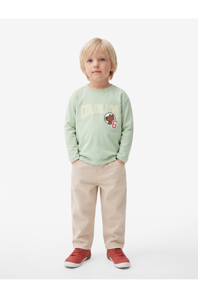 Koton Printed Long Sleeve Crew Neck Cotton T-Shirt