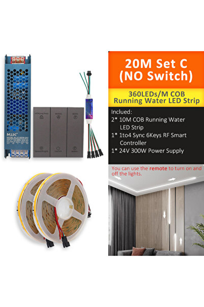Choice Cool White 20M Set C 24V COB Sync Running Water LED Strip Light WS2811...