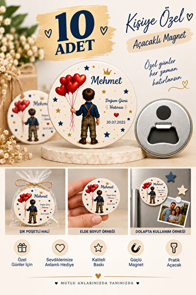 Sultan magnet hediyelik 10 luSet Kişiye Özel Erkek Bebek Doğum Günü Magneti 5...