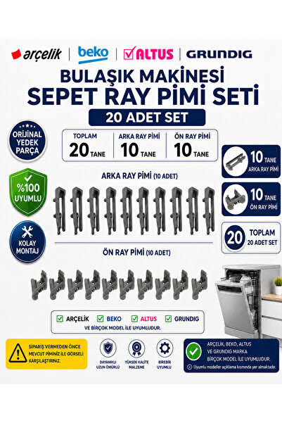 ÖZ BEYAZ EŞYA BEKO D3 3001 SY Bulaşık Makinesi Üst Sepet Ray Kilit Pimi (20 Adet)