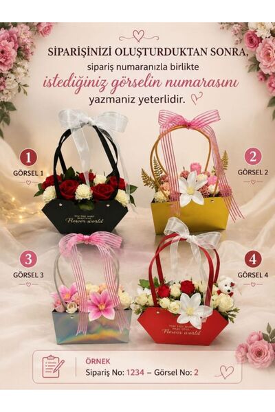 Tasarım Luxe Pink Pembe Bahar Hediyelik Çiçek Çantası stokta olan gönderilecek
