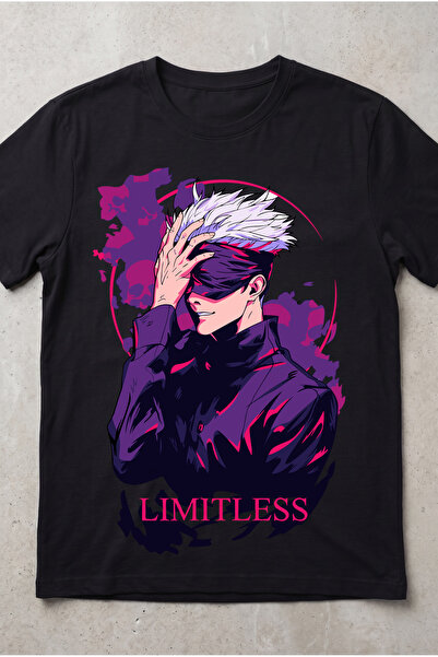 Silkensoul Unisex Black Satoru Gojo Limitless Jujutsu Kaisen Anime Printed Re...