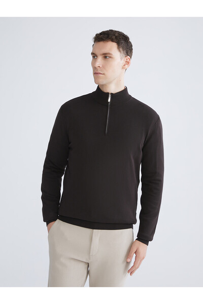 LC Waikiki Nevavm Farkıyla Southblue Brown Knitwear Flat Stand Collar Men's S...