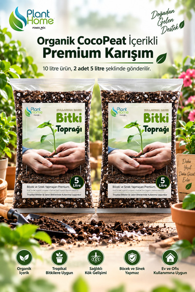 plant-home 10 Litre Kullanıma Hazır Bitki Toprağı - Salon Bitkileri ve Tropikal Bitkiler İçin Premium Keliteli