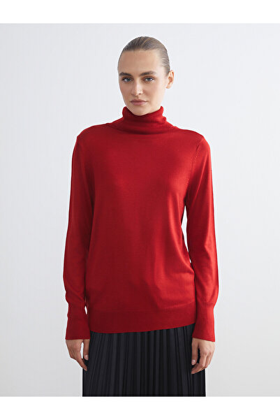 LC Waikiki Nevavm with a Difference from Lcwaikiki Classic Red Turtleneck Wom...