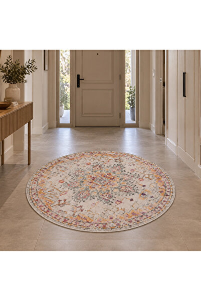 BLGHOME BLG Home Circle Bambu Koleksiyonu Yuvarlak Dijital Baskı Halı 8720