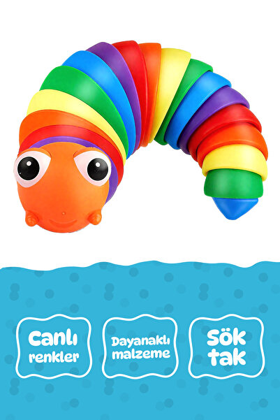 Circle Toys Kıvrılabilen Renkli Tırtıl - Stres Giderici ve Motor Gelişimi Destekleyen Eğitici Oyuncak
