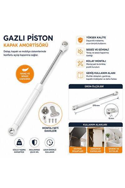 Genel Markalar Std Gazlı Piston (MUTFAK DOLAP KAPAK PİSTONU BEYAZ , AMORTİSÖR...