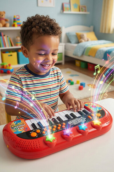 Shem Işıklı Elektronik Kırmızı Piano 40 Cm