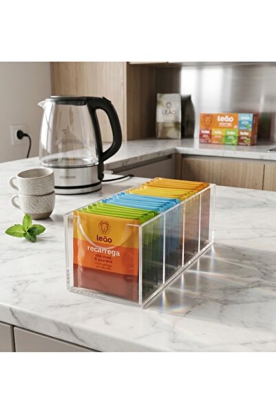 Trend Pleksi Tea Bag Stand (4 Compartments Transparent)