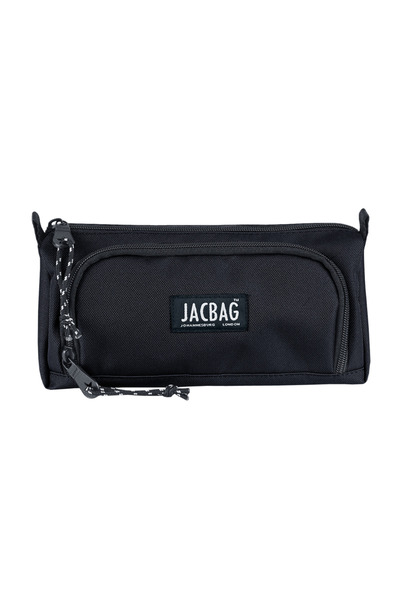 Jacbag Prime XL Two-Compartment Pencil Bag with Rubber Strap Black