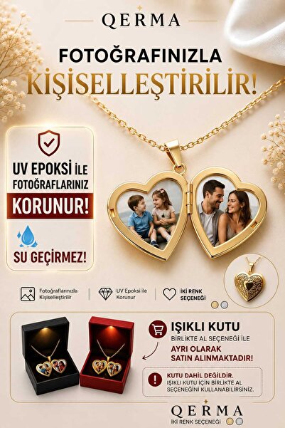 QERMA ÇELİK GOLD Hiç Çıkarma Kolyesi Fotoğraf Koyulabilen Açılabilir Açılır K...