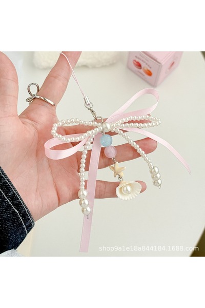 Choice Pink lanyard Korean lace bow bag pendant beaded pearl bow jewelry acce...