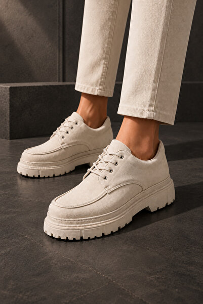Mhoda Shoes Premium Laced Moccasin Shoes Beige
