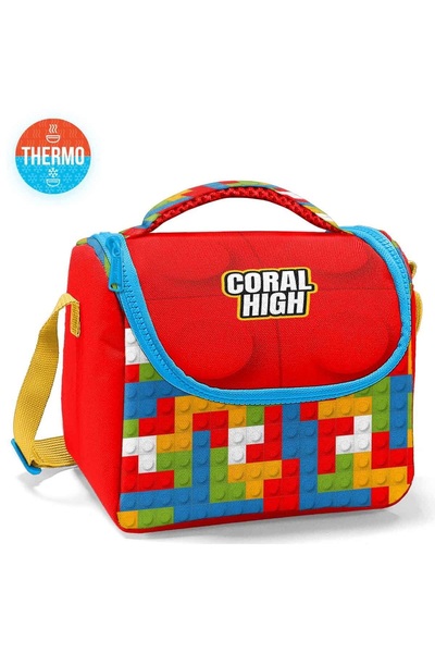 Coral High Kids Color Block Patterned Thermo Lunchbox 11791