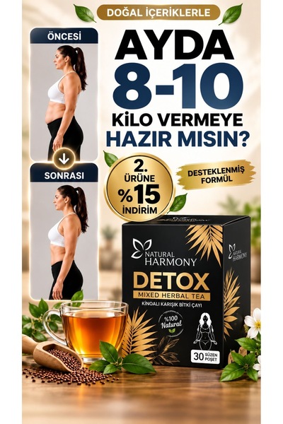 Natural Harmony Diyet Form çayı & Özel Bitkisel Kinoalı Detoks Çayı 1 kutu Za...