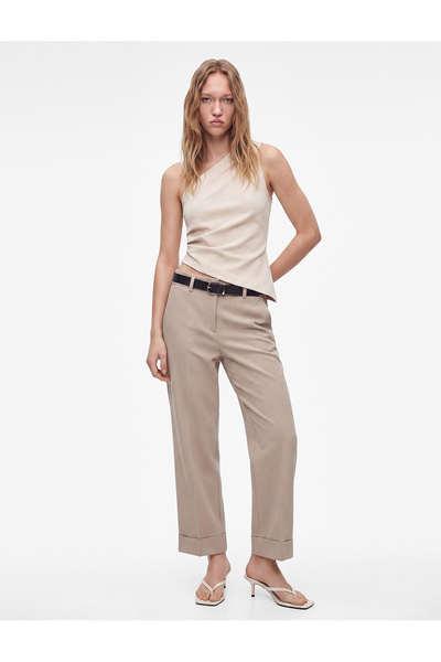 Koton Asymmetrical Neckline Sleeveless Slim Fit Draped Blouse