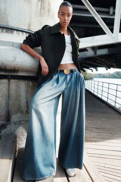 H&M Normal Belli Ultra Geniş Kot Pantolon