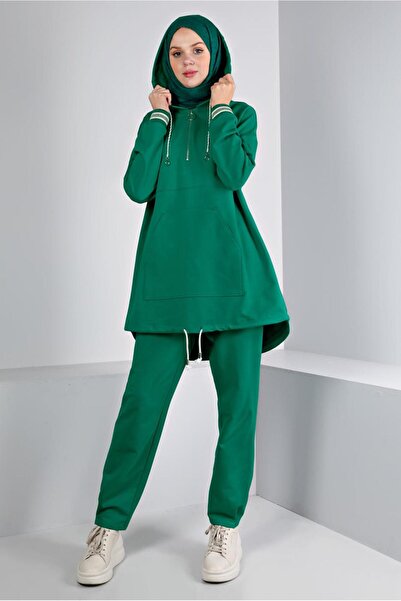 Alvina Hooded Ribbed Double Tracksuit Set - 43343