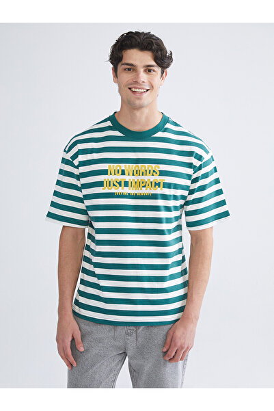 LC Waikiki Green Crew Neck Combed Cotton Men's T-Shirt