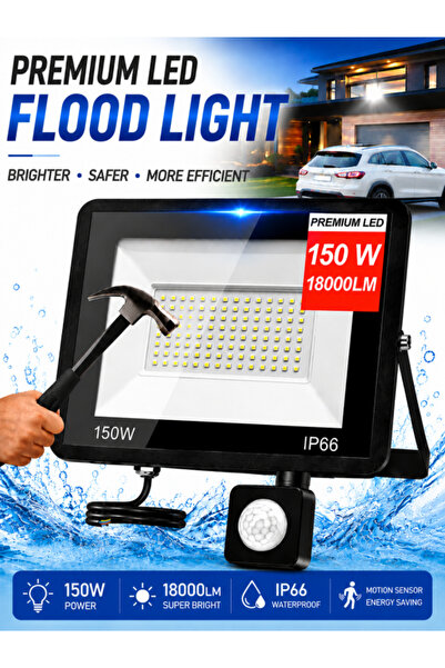 Excitat Halogen LED Puternic 150W Senzor Miscare Crepuscul, Excitat®, 18000lm...