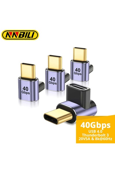 Choice محول NNBILI USB-C بزاوية 90 درجة، مزود بمنفذ USB 4 بسرعة 40 جيجابت في ...
