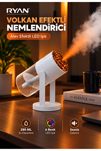 Ryan Hava Nemlendirici Alev Efektli 280 ML Ultrasonik Sessiz Aroma Difüzör ve...