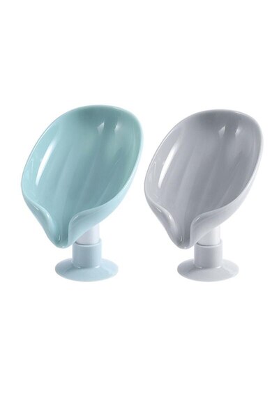 Choice green and gray 2pcs Soap Box Creative Draining Soap Storage Rack Punch...
