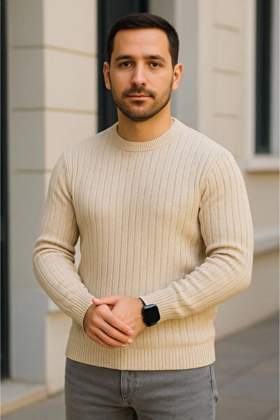 Simala Men's Cycling Round Neck Knitwear Sweater Cotton Thick Corded Fabric W...