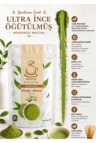 Karadeniz Matcha Vanilya Aromalı Matcha-Vanilla Matcha 50 G (Ultra İnce Öğütü...