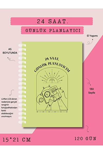 Else Craft Noktalı 24 Saat. Günlük Planlayıcı A5 - Yeşil - No:1