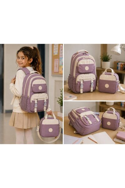 RoseBuy Bags Gül Kurusu – Krem Kız Çocuk Okul Çantası ve Beslenme Çantası 2’l...