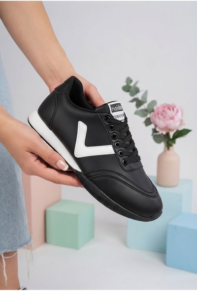 Zerenyus Jowen Premium Black and White Lace-Up Women's Sports Shoes