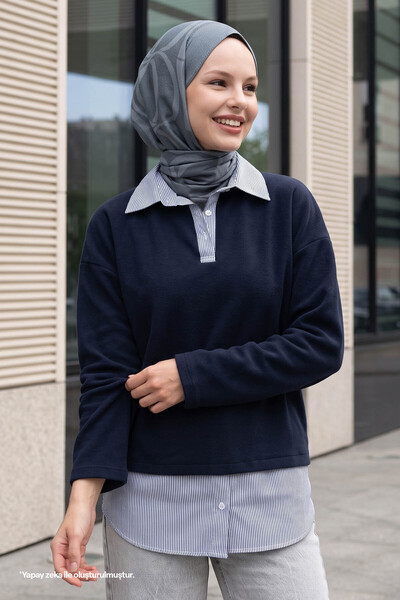 InStyle Garnili Thessaloniki Fabric Navy Blue Sweat