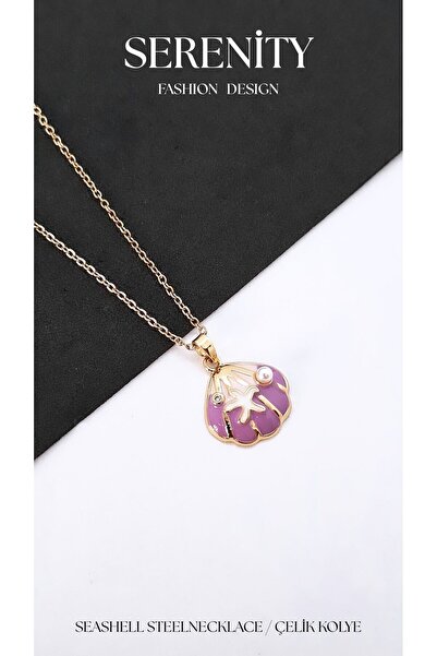 Serenity Enameled Oyster Steel Necklace with Starfish Figure